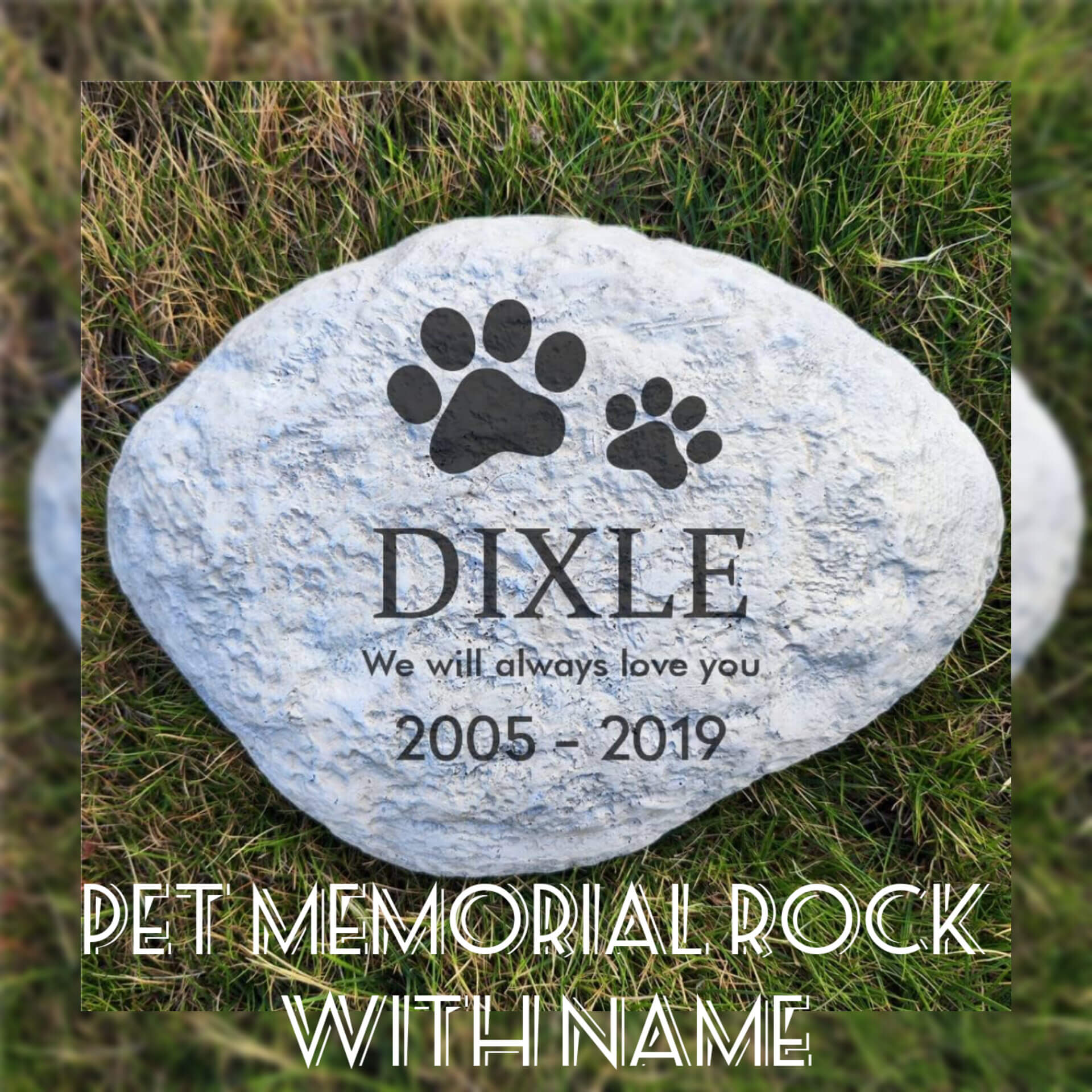 pet memorial rock with name